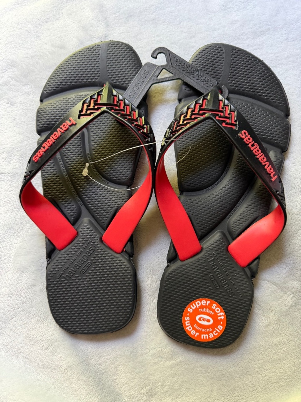 NWT Authentic Havaianas Power 2.0 Flip Flops - Black/Red (Mens 11/12)